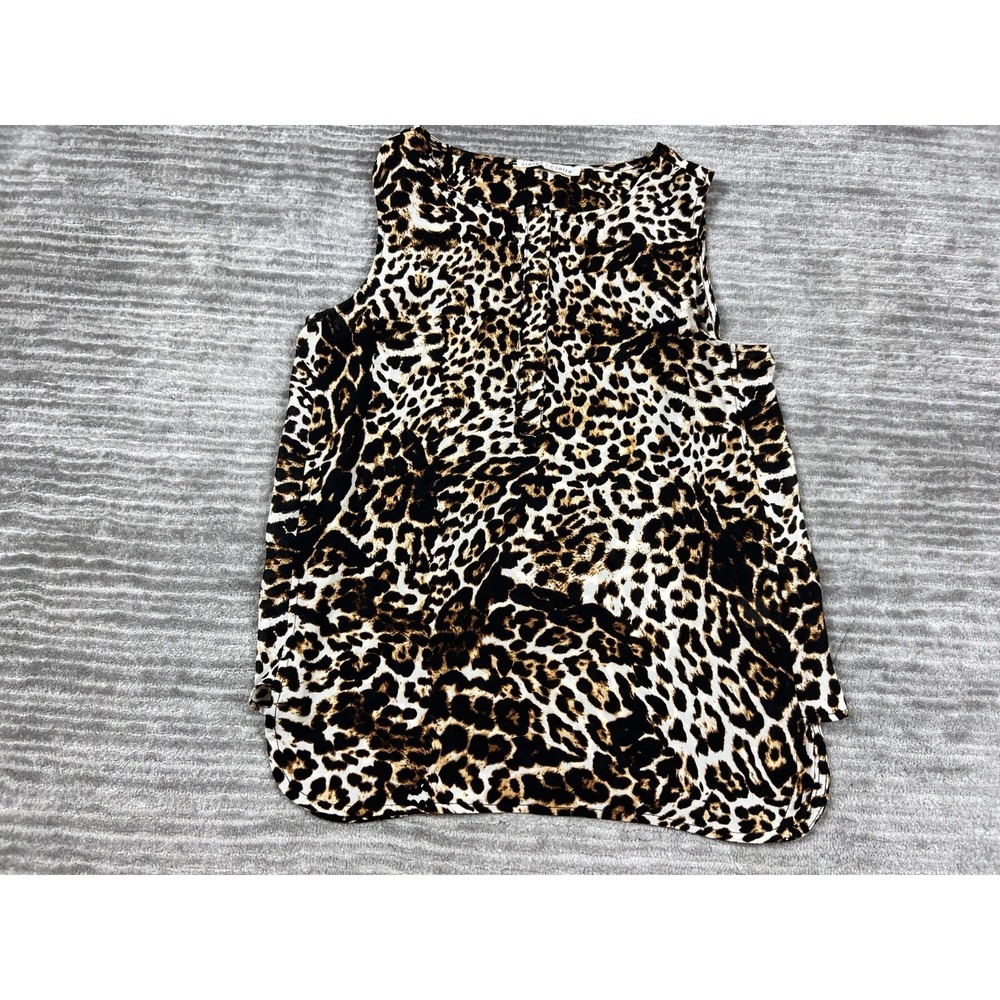 Violet + Claire Blouse Women S Brown Leopard Print Sleeveless High Low Hem Top